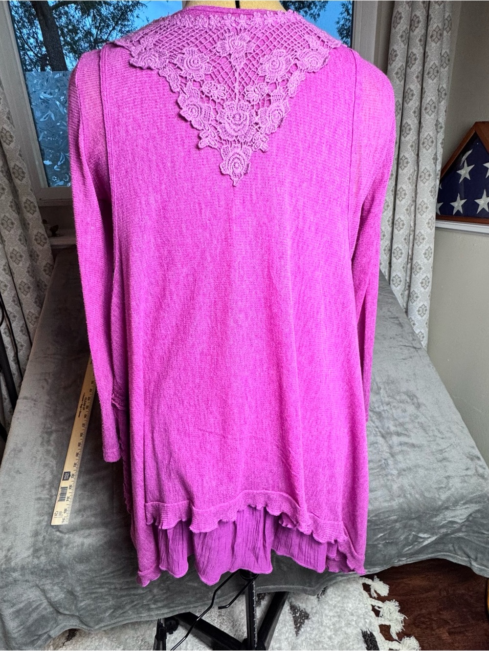 Pretty Angel 2 Piece Boho Lagenlook Tunic Set Pink Lace Layered Top Large - Picture 5 of 13